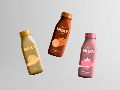 Milkyway Milkshakes ☄️ brand branding branding design design graphic design illustration illustrations logo milkshake packaging space typography