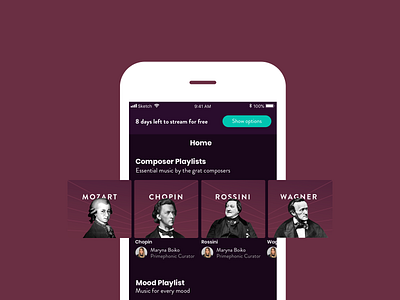 Composer Playlist - Music App app app design brand branding design classical music composer design graphic design music app music app ui typography ui ux