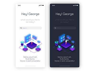 Light/Dark mode concept clean dark graphics illustrations introduction light mode mobile mobile interface search simple tutorial