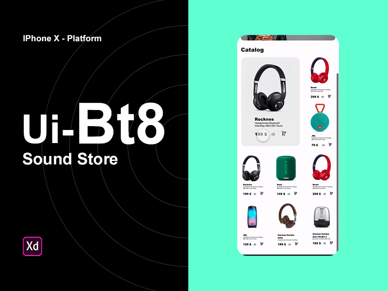 Sound store Ui- animation gif analytics animations branding buy column commerce design headphone infographic motions motivation music simple sound ui ux