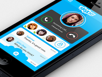 Skype rdesign dev featured ios iphone mobile photoshop retina ui