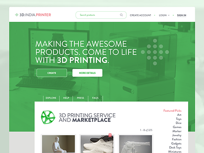 3D india Printer Webdesign design green india project template ui ux web web design