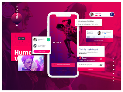 Heetch redesign app design icon ios iphone pink ui ux design