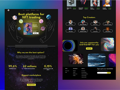 NFTs website design art crypto crypto website cryptoart dark design digital nft exchange gradient graphic graphic design graphicdesign landing page marketplace nft nft website nfts ui ui ux ux