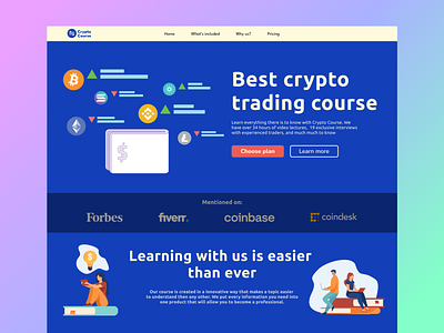 Crypto trading course website bitcoin course crypto cryptos design ecommerce graphic graphic design graphicdesign landing page learning money stocks trading ui ui ux ux web design website website design