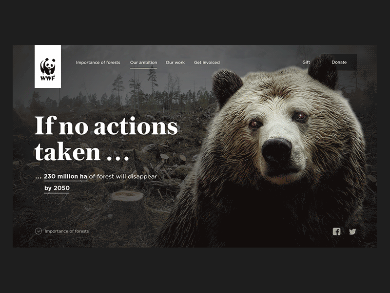 WWF landing concept animal animation dark design ui ui ux ux web web design wwf