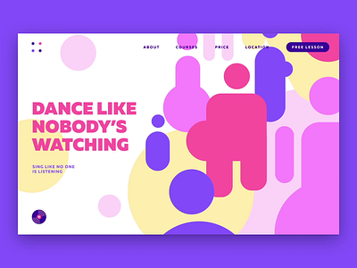 Dancing School ae animation clear dance dancing figma illustration simple ui ux vector web website