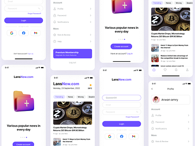 LansNew- News Mobile App UI adobe xd app design branding figma mobile app mobile app design news mobile app trens ui ui design ui ux design uiux design viral website design