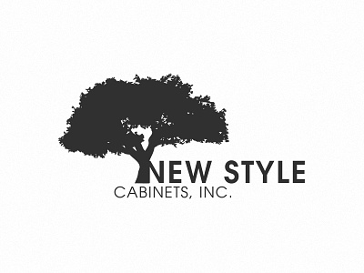 New Style Cabinets Logo Design black branding cabinets dark logo logotype tree
