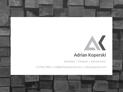 Adrian Koperski Business Cards Design Concept #1 bc business card cards design elegant gray grayscale print simple stationery white