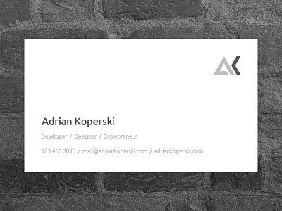 Adrian Koperski Business Cards Design Concept #2 bc business card cards design elegant gray grayscale print rebound simple stationery white