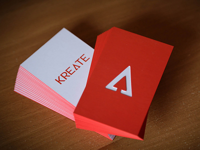 Modern Die Cut Business Cards branding business cards coral diecut ink letterpress modern read red simple