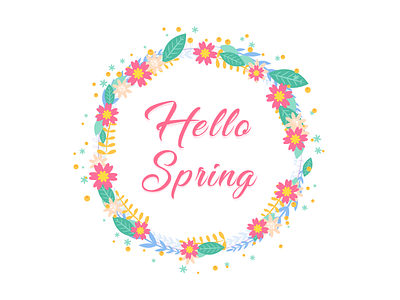 hello spring design flower illustration pattern brushes spring