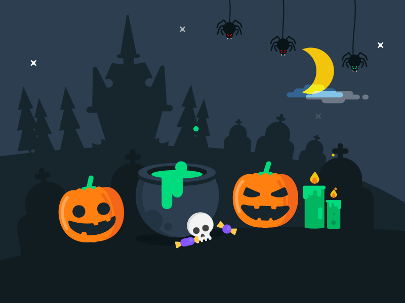 Halloween animation bat bones candy dark fear halloween moon night pumpkin spider