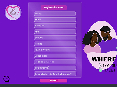 Registration Landing Page for a Dating App design graphic design ui