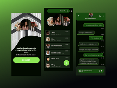 Messaging App Concept Design Dark Mode - Mobile App