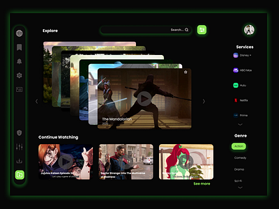 Video Streaming Website Dashboard - Dark Mode Desktop Design