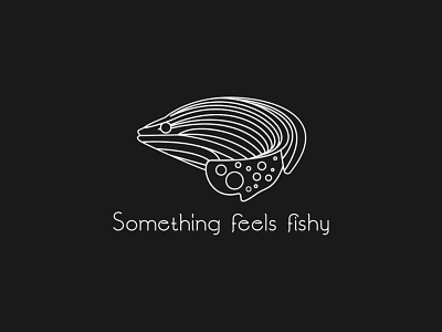 Something feels fishy adobe illustrator ai blackandwhite boovpoov clean design fish linear logo simple something feels fishy vector