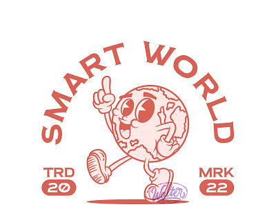 Smart World - Retro Mascot Illustration