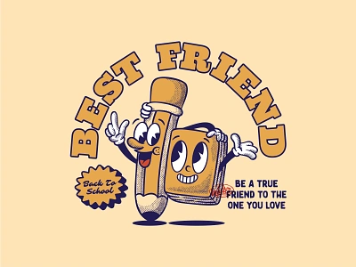 BEST FRIEND 1930s Cartoon Illustration tshirt illustration