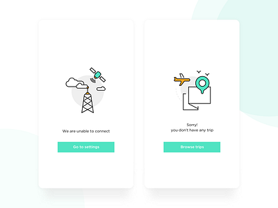 Empty States clean design elegant icons illustration internet minimal travel ui ux