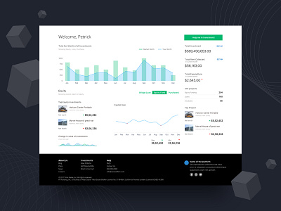 Investor's Dashboard analytics dashboard demographic real estate stats ui ux website