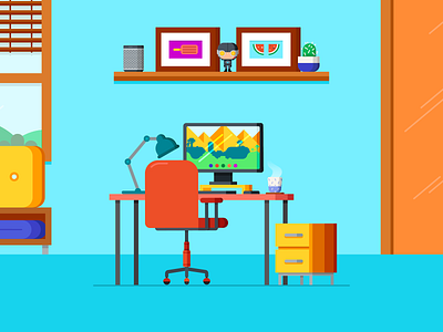 Remote 2d design freelance home office illustration remote remote work work from home
