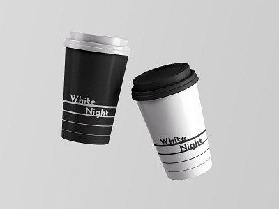 White Night Coffee Cup branding design logo typography