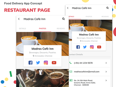 Food Delivery App Concept - Restaurant Page food delivery mobile online order restaurant ui