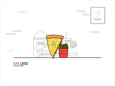 Eat Less digital digital art digitalart digitalillustration eat fastfood futurafont goodhabit health illustration pizza sugar