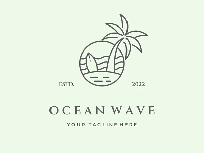 ocean wave line art logo design minimalist premium logotype