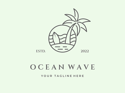 ocean wave line art logo design minimalist premium