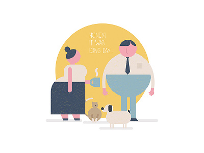 Honey it was a Long day... character design dribbble family flat illustration minimal shutterstock