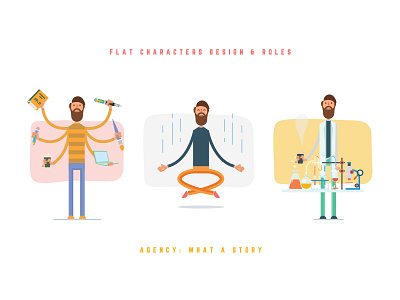 Flat Characters character cool design dribbble flat illustration men motion graphics nerd peace scientist young