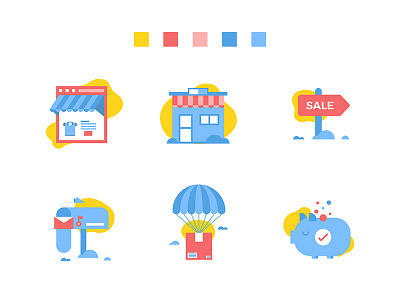 Shopping Icons color design dribbble icon illustration interaction minimalist mobile theme ui ux web