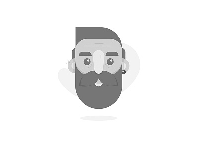 Aged Modern Face blackwhite character clean detailed face flat graphic design hipster man minimal modern old age