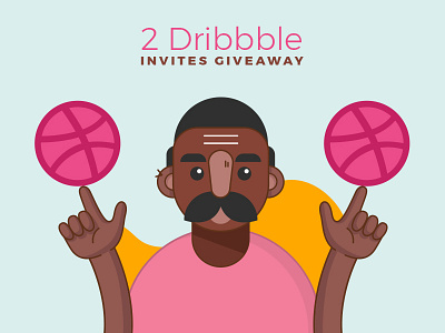 2 Dribbble Invites Giveaway cartoon character clean design dribbble dribbble invite flat graphic design invitation man minimal