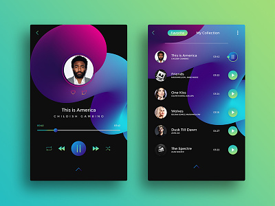 Music Player Concept color gradient mobile app mobile ui music music player music player ui play playlist ui ui ui challenge ux