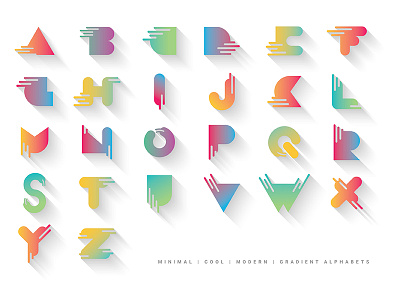 Vector Gradient Modern Alphabets - Color Study alphabets font gradient graphic design illustration minimal modern shadow vector