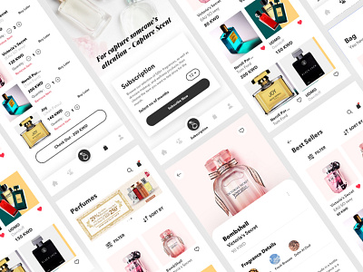 Ondemand Perfumes app application clean minimal perfumes ui