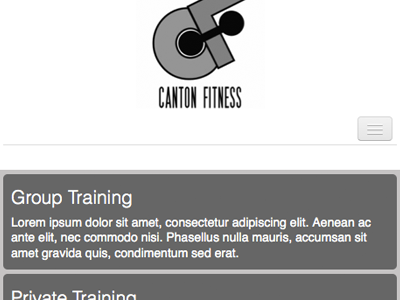 Canton Fitness Wireframing black mobile responsive white wireframing