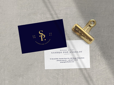 Sashko Pop-Angelov - Business Cards business card dark blue gold graphic design logo graphicdesign logo traditional visual identity