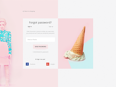 Sign in, Sign up, Forgot password