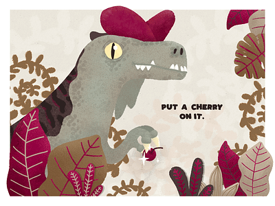 Cherrysaurus cherries cherry dinosaur funny illustration kids practice silly texture