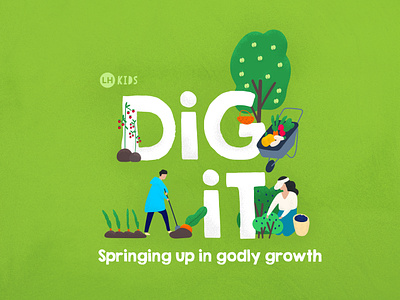 Dig It church illustration kids illustration kids sermon sermon art sermon series sermon title typography vector