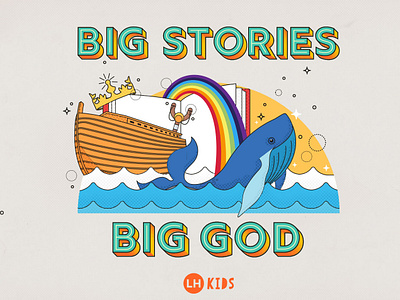 Big Stories, Big God church illustration kids illustration kids sermon sermon art sermon series sermon title typography vector