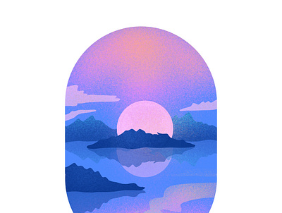 Blue and pinky sunset design graphic design illustration procreat sunset vector