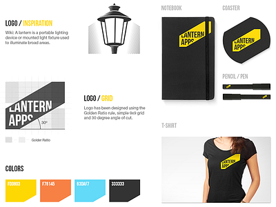 Lantern Apps - Branding app application brand branding golden ratio identity ios lantern logo notebook t shirt