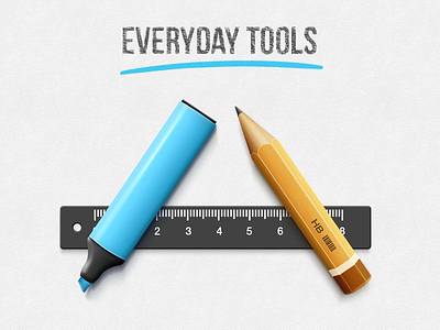 Everyday Tools illustration line marker paper pencil permanent readdle remark ruler tool