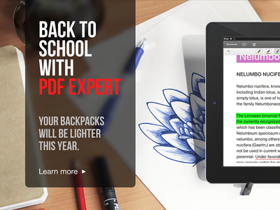 Back to School with PDF Expert apple application back backpack banner expert ios ipad lotus pdf readdle school